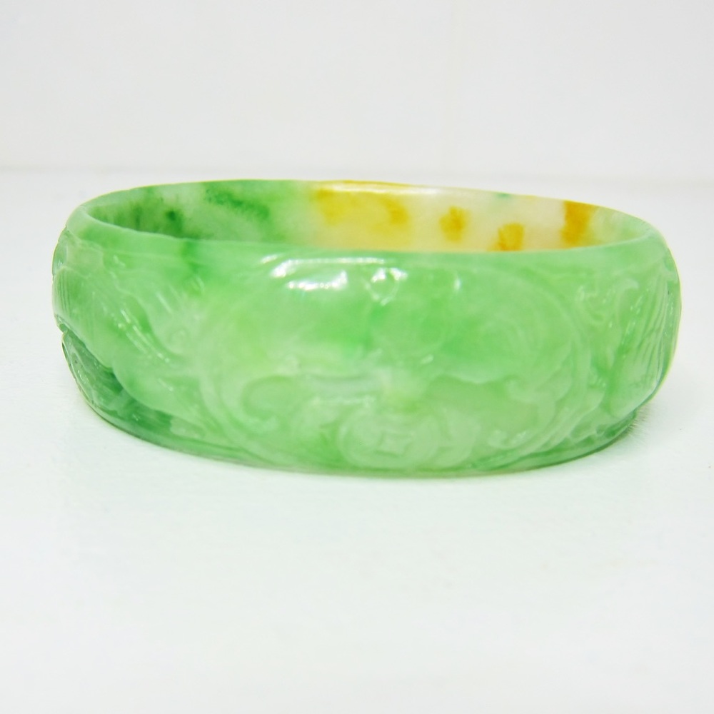 Real Jade Carved Bangle Bracelet